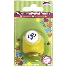 Купить Панч-дырокол кнопочный СЕРДЦА рисунок/10мм, панч/33*26*32мм, желтый, в блистере 45882 — Фото №1