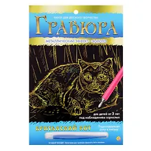 Купить Набор для творчества РЫЖИЙ КОТ Гравюра А4 в конверте Золото Британский кот Г-6098 — Фото №1