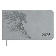 Купить Еженедельник дат. 2026г. 64л 150x87 мм 150x87 мм "Виннер" серый, кожзам, мягк.переплет, блинт.тиснение, офсет, карманный, горизонт, справ.мат-лы, закругл.углы, ляссе, инд.уп — Фото №1