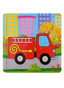 Купить Развивающая рамка Пожарная машина, дерево, 15х15 см ZK-011 — Фото №1