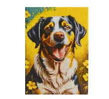 Купить Алмазная мозаика (классическая) с подрамником, с полным заполнением "Радостный пёсик", 22 х 32 см — Фото №1