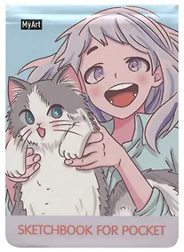 Купить Скетчбук А6 48л "Sketchbook for Pocket. Милый котик аниме" белый офсет, резинка, тв.обложка — Фото №1
