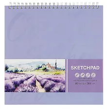 Купить Скетчбук А5 40л "ЛАВАНДОВОЕ ПОЛЕ" гребень, белый офсет — Фото №1
