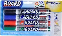 Купить Маркеры для досок Crown, 4 цвета 1-2 мм — Фото №1