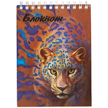 Купить Блокнот А6 120л кл. "Дикий" гребень, сплошн.УФ-лак, белый офсет 60г/м2 — Фото №1