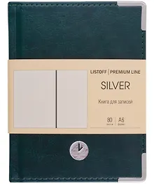 Купить Записная книжка А6 80л кл. "SILVER. Зеленый" 7БЦ, обл.кож.зам, тиснение серебр.фольгой, 2 ляссе — Фото №1