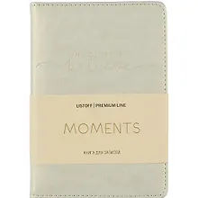 Купить Записная книжка А6 80л лин. "MOMENTS" иск.кожа, поролон, тв.переплет, термотиснение, ляссе, инд.уп. — Фото №1