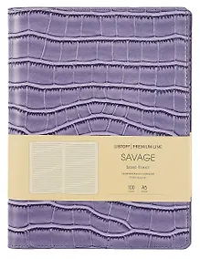Купить Книга для записей А5 100л лин. "Savage. Сиреневый" евроспираль, иск.кожа, тонир.блок., тиснение серебр.фольгой, петля д/ручки, кармашки — Фото №1
