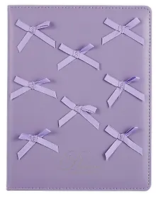 Купить Дневник шк. "Сиреневые бантики" кожзам, тв.переплёт, поролон, аппликация, полноцв.печать, пантон, одно ляссе, загругл.углы, универс.шпаргалка — Фото №1