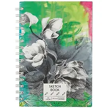 Купить Скетчбук А5 60л "SKETCHBOOK. Flower" белый офсет, 120г/м2, софт.тач., евроспираль — Фото №1