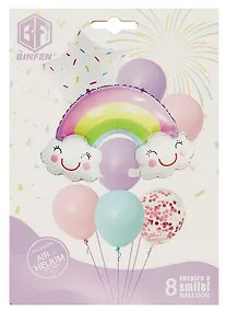 Купить Набор воздушных шаров (композиция) Радуга, звездочка, 6 овальных (8шт) — Фото №1