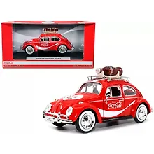 Купить Машинка литая коллекционная Motor City Classics - Die-сast модель по лицензии Coca-Cola 1966 Volkswagen Beetle (Top Rack), масштаб 1:24 — Фото №1