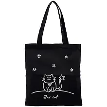 Купить Сумка-шоппер Кот и звезды Star Cat черная, текстиль 40см.*35см. — Фото №1