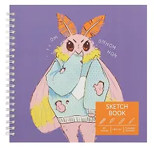 Купить Скетчбук 195*195 40л "Привет, я Моль!" белый офсет, 140г/м2, тв.обложка, евроспираль — Фото №1