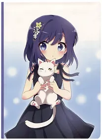 Купить Блокнот Аниме Девушка с белым котиком (Сёдзё) (цветная) — Фото №1