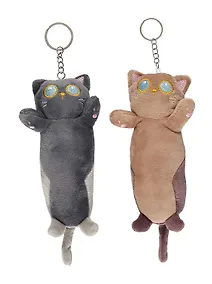 Купить Брелок Котик-обнимашка с голубыми глазками (текстиль) (16см) в ассортименте — Фото №1