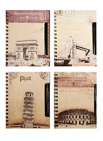 Купить Записная книжка А6 92л "Города Европы" с ручкой, спираль, Haich — Фото №1