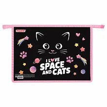 Купить Папка для тетрадей А4 "Dark kitten" картон/пластик, молния — Фото №1