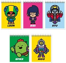 Купить Блокнот А6 40 листов, нелинованный, "Leon, Bibi, Stu, Spike, Rico" спираль, в ассортименте — Фото №1