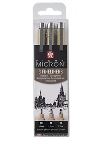 Купить Ручки капиллярные черные 03шт "Pigma Micron" 0.5мм, 0.6мм, 0.7мм — Фото №1