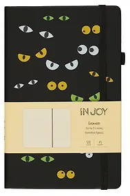 Купить Книга для записей А5 120л кл. "IN JOY. №3" 7БЦ, иск.кожа, трафаретн.печать, тонир.форзац, скругл.углы, ляссе, резинка, петля д/ручки, карман на задн.форзаце — Фото №1