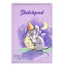 Купить Скетчбук А5 60л "Милые животные" белый офсет, 100г/м2, тв.обложка, гребень — Фото №1