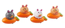 Купить Инерционные машинки, фигурки животных Зайчики (набор 4 шт машинки + 4 шт морковки) — Фото №1
