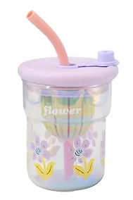 Купить Стакан с крышкой Цветы Flower (лавандовая) (стекло) (500мл) (12-34466-4130-6) — Фото №1