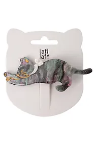 Купить Заколка Котик с бантиком серая (пластик) (8см) (12-Izzy-10) (Lafilaf) — Фото №1