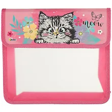 Купить Папка для тетрадей А5 "Котёнок с цветочками" липучка, Оникс — Фото №1