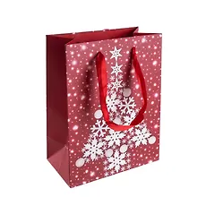 Купить Пакет А5 18*23*10 "Елочка на красном" НГ, бум.мат.ламинат — Фото №1