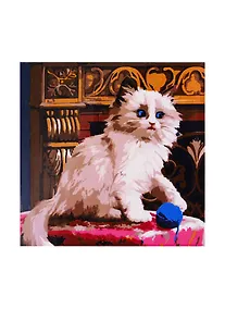 Купить Холст с красками по номерам "Котёнок и клубок", 14 цветов, 20 х 20 см — Фото №1