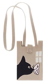 Купить Сумочка вязаная с застежкой и объемной ручкой Котик с бабочкой (14х22) (текстиль) (12-YiHeng-142201) Bookvalno — Фото №1