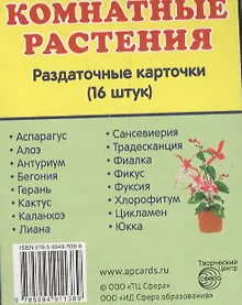 Купить Дем. картинки СУПЕР Комнатные растения.16 раздаточных карточек с текстом (63х87мм) — Фото №1