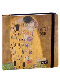 Купить Скетчбук 200*200 80л "Густав Климт, Поцелуй" белый офсет 100г/м2, тв.подложка — Фото №1