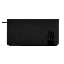 Купить Планинг дат. 2026г. 64л 170х88 мм "Джут" черный, кожзам, тв.переплет, обл.поролон, блинт.тиснение, офсет, карманный, справ.мат-лы, закругл.углы, ляссе, инд.уп — Фото №1