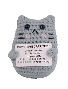 Купить Мягкая игрушка с пожеланием Котик (вязаная) (11см) (12-4305-202508-XP19) — Фото №1