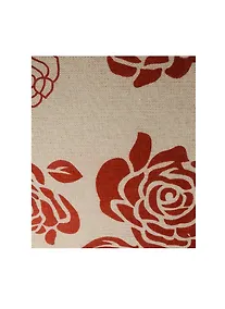 Купить Отрез льна, 48*45 см, в пакете без подвеса, красные розы — Фото №1