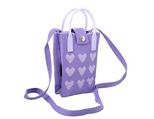 Купить Сумочка вязаная с застежкой Сердечки (лавандовая) (12х18х6) (текстиль) (12-Yiheng-0614) — Фото №1