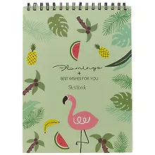 Купить Скетчбук «Фламинго и узор из листьев» — Фото №1