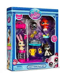 Купить Игровой набор Littlest Pet Shop, "Дискотека", 3 фигурки мини-животных с аксессуарами, подарочная упаковка, 4+ — Фото №1