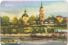 Купить Магнит картон Панорамный вид с реки Кама (Пермь) (МК/171/001) — Фото №1