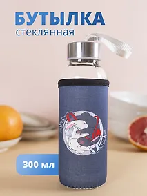 Купить Бутылка в чехле с цветом Кролики Инь и ян (стекло) (300мл) — Фото №1