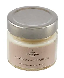 Купить Свеча ароматическая в стеклянной баночке Клубника и ваниль (100 мл) (AromaWax) — Фото №1