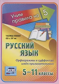 Купить Русский язык. Орфограммы в суффиксах имен прилагательных. 5-11 классы. Таблица-плакат — Фото №1