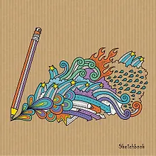 Купить Скетчбук 195*195, 80л. Время творчества 7Б крафт-бумага., сшитый блок — Фото №1