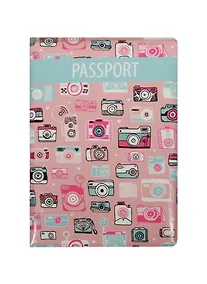 Купить Обложка для паспорта Фотоаппараты на розовом фоне (блистер) 9*13см — Фото №1