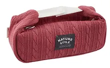 Купить Косметичка с ремешками на кнопке Nature Style (красная) (вязаный узор) (ПВХ) (21х8х7) — Фото №1