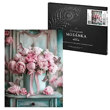 Купить Алмазная мозаика (набор для творчества) арт. 74160 / 25 ПИОНЫ И БАБОЧКИ, размер: 30*40 см, размер холста: 30*40 см — Фото №1