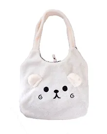 Купить Сумка-шоппер плюшевая Котик (белая) (40х36) (12-ZhenPin-2713) — Фото №1